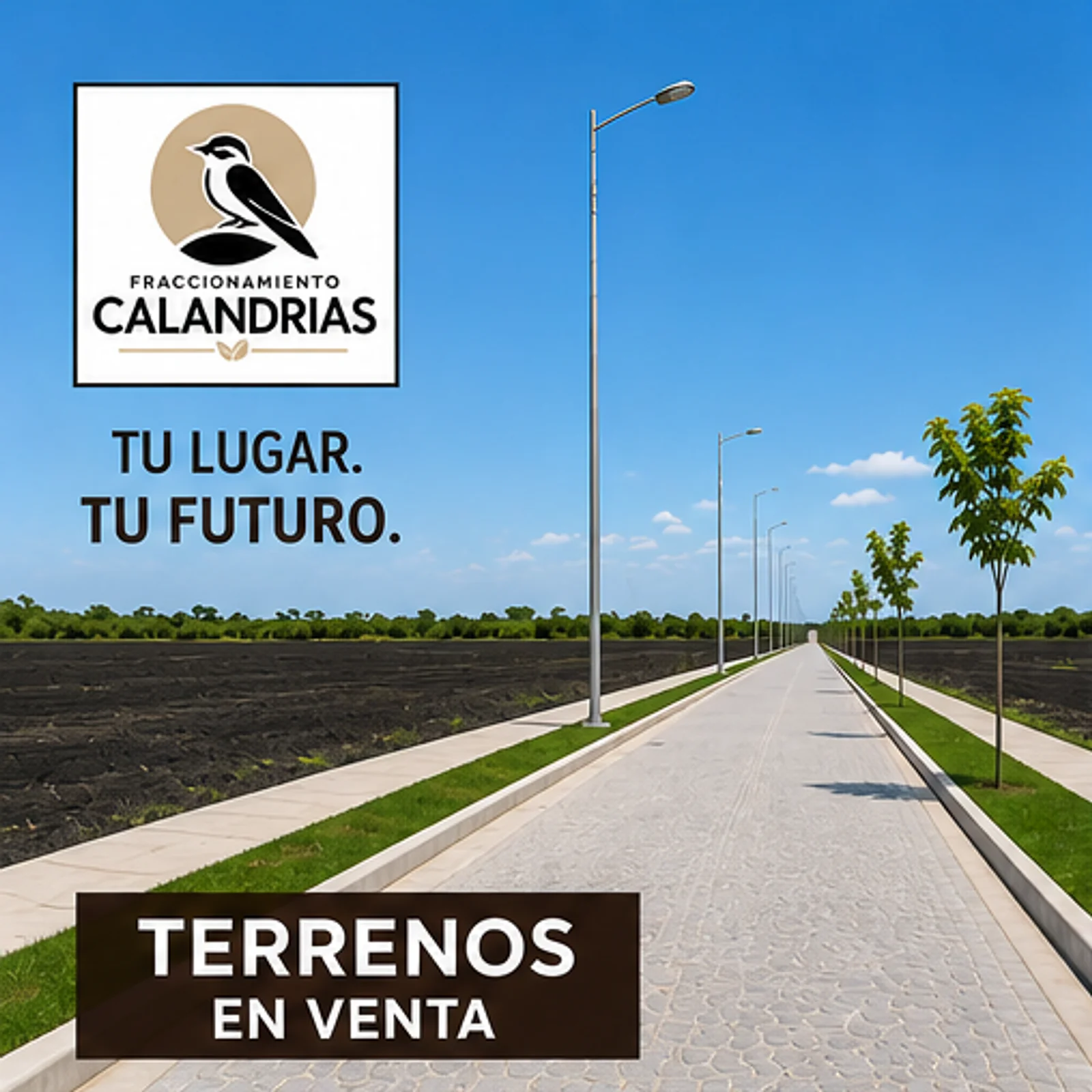 Vialidad de Calandrias con el lema Tu lugar, tu futuro