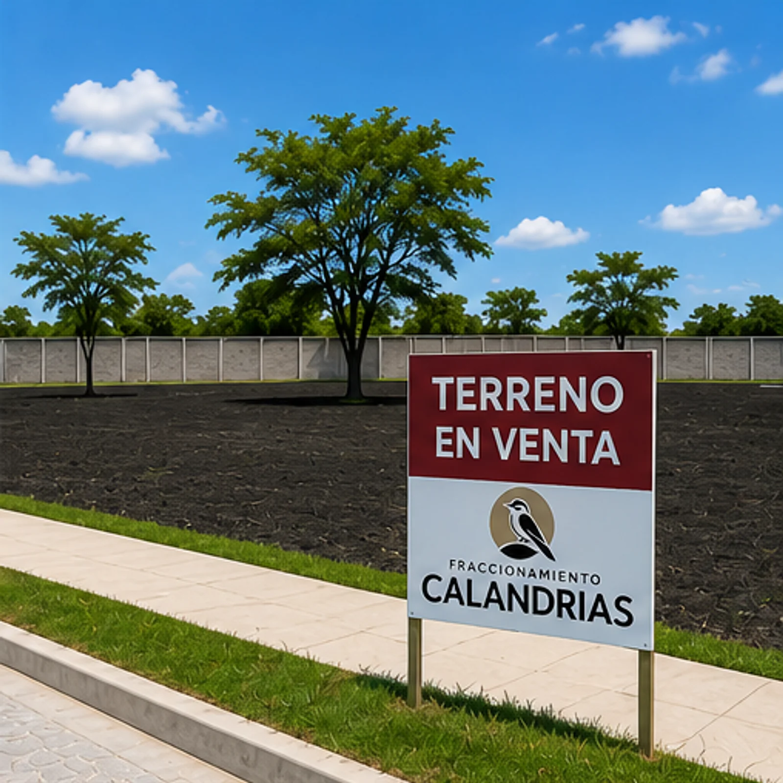 Letrero de terreno en venta en Calandrias