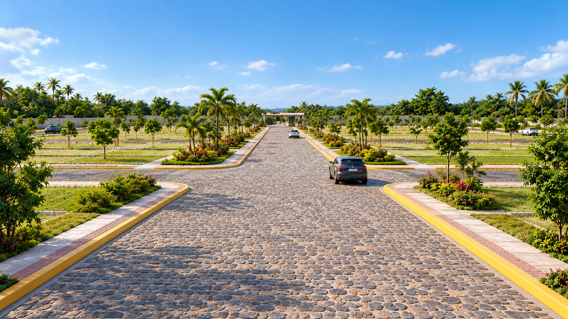 Calle empedrada y acceso de Calandrias