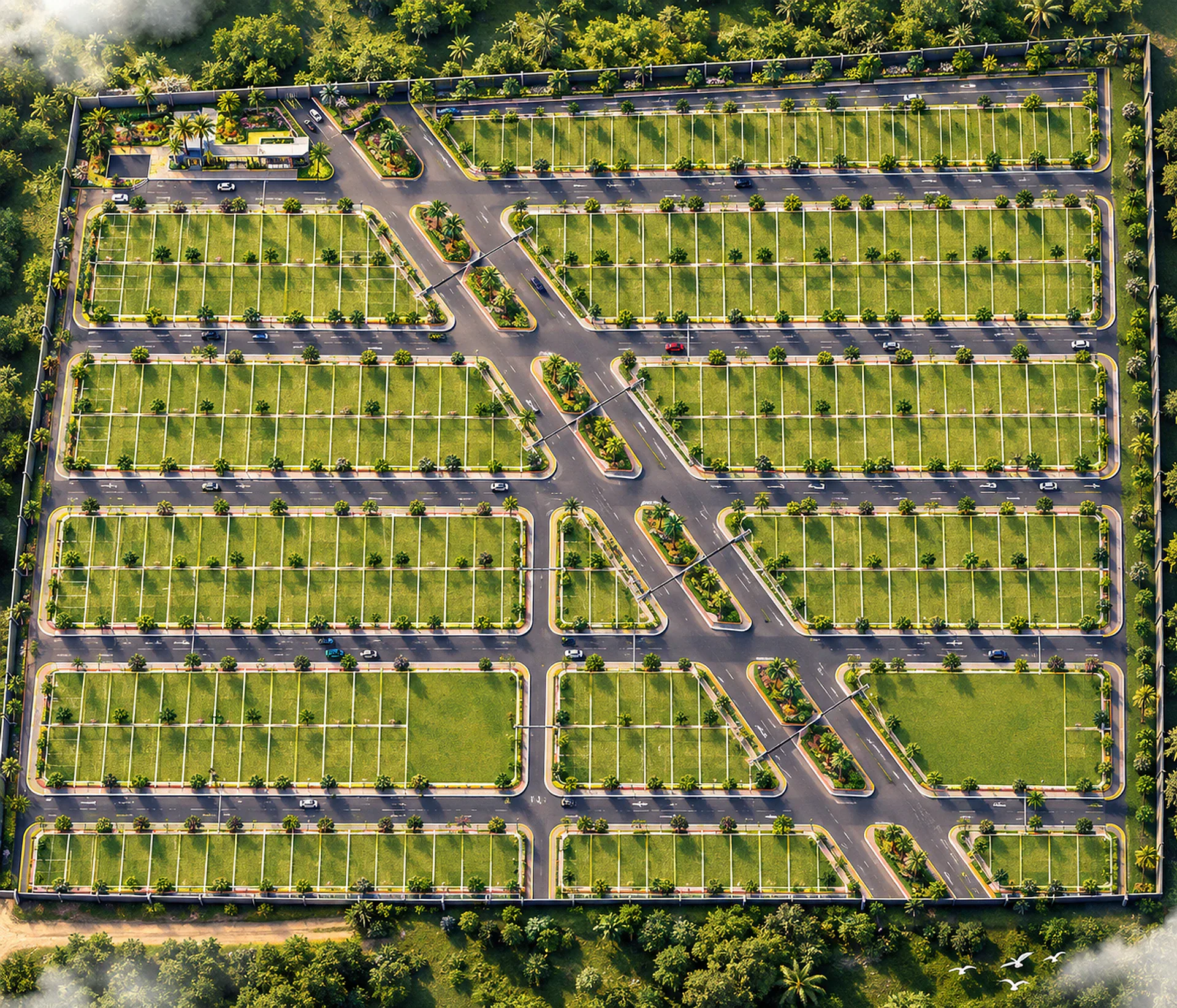 Vista aérea del masterplan de Calandrias